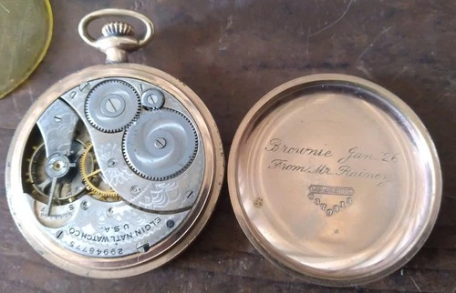 Antique Elgin Pocket Watch   Majestic Gold Case  Parts Or Repair Not Running
