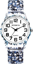 Women'S Stretch Band Watches: Easy Reader Analog Quartz Elastic Watch Floral Exp