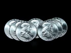 Lot of 7x 1963 50c Franklin Silver Half Dollars - BU Lot