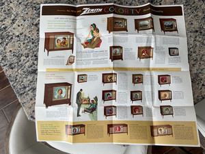 ORIGINAL 1965 ZENITH COLOR TV MULTI-FOLD ADVERTISING SALES BROCHURE
