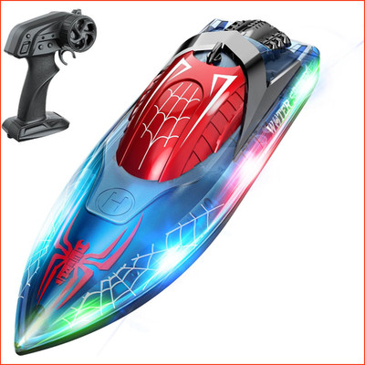 Ferngesteuertes Boot RC 15 KM/H mit LED-Licht 2 Batterien 80 Minuten Spielzeit
