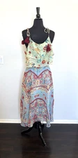 Anthropologie Hemant & Nandita Eros Dress Sz M  Tasseled Kerchief Midi Dress
