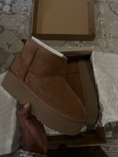 UGG Tan Platform Suede Boots Size UK 7 Brand new With Box