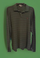 Polo By Ralph Lauren PULLOVER DRESS SHIRT Forest Green Purple Stripe Mens Large