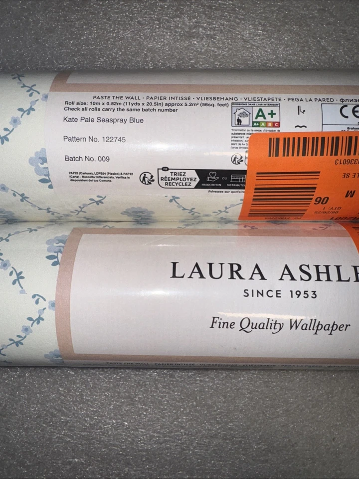 Kate Pale Seaspray Blue Wallpaper By Laura Ashley. Pattern N 122745. BN:009 - Image 4 of 4
