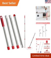 Spin Mop Replacement Handle 4-Section Adjustable Stainless Steel Mop Stick
