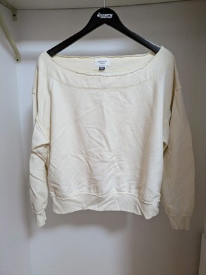American Eagle Women s Pullover Sweatshirt   Cream Boat Neck XS