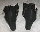 QUPID Womens Size 7 Karden Black Suede 3.5" Heels Open Toed Dress Shoes Back Zip — photo 5