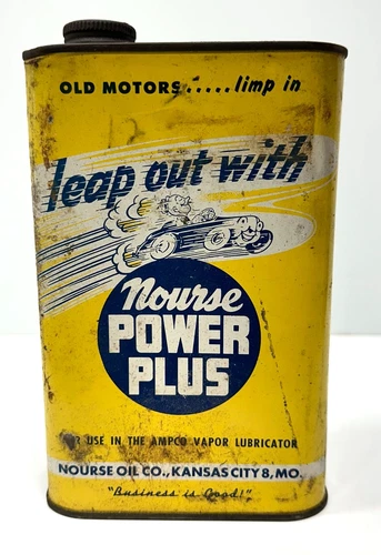Vintage Nourse Oil quart Metal Can Oiler Gas Station Advertising Motor Kansas