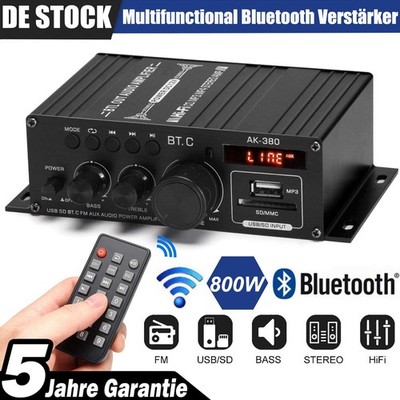 800W Bluetooth Mini Verstärker HiFi Power Audio Stereo Bass AMP USB MP3 FM Auto