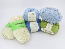 Yarn Lot Fine Soft Wool, Merino, Nylon, Cashmere, Linen Blend Blue, Green, Ivory