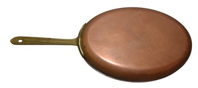 Tagus Portugal Copper Oval Fish Saute Pan 10.5'' x 7'' Brass Handle Vintage