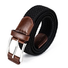 Aegero Stretch Belt Men,Canvas Elastic Fabric 32"-36"Waist Adjustable, Black