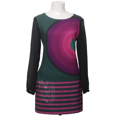 Desigual, Kleid, Größe: 40, Grün/Pink/Schwarz, Elasthan/Polyester, Streifen #DXt