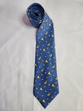 Hermes 100 Silk Tie for Men Used Blue Goose Gosling Animal Whimsical France
