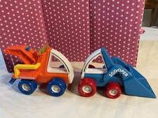 VTG. BUDDY L MY FIRST BUDDYS PRESCHOOL/TODDLER TRUCKS W/HANDLE, SCOOPER, WRECKER