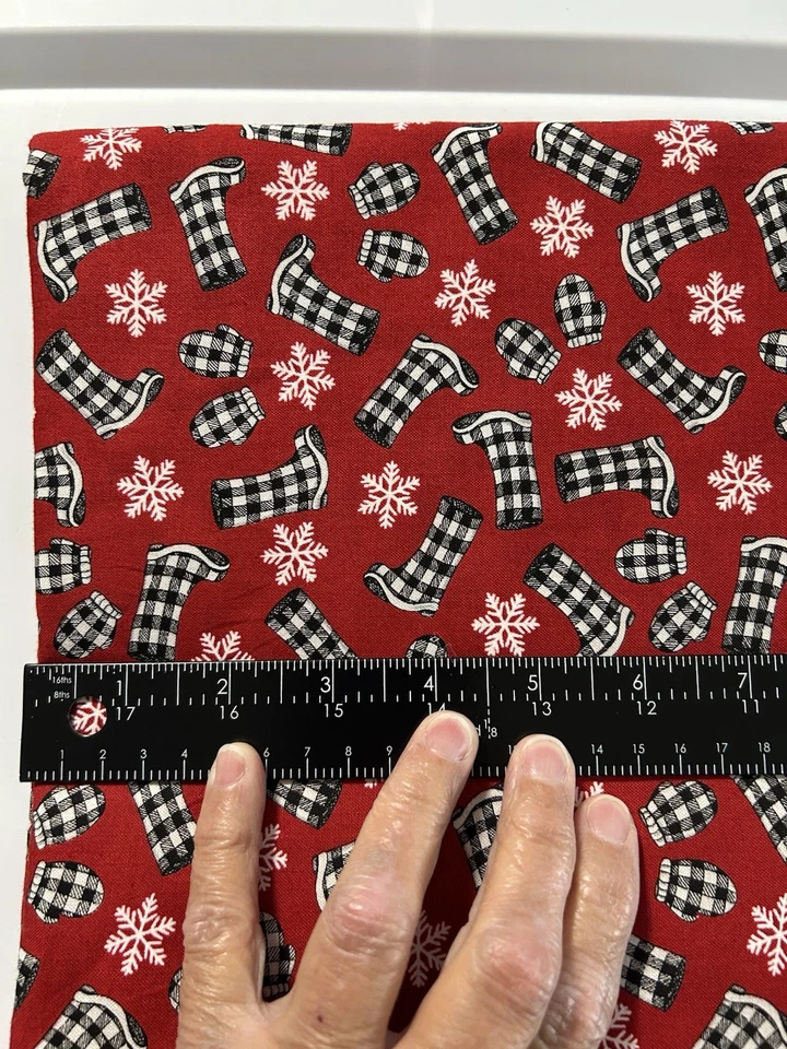 Moda HOME SWEET HOLIDAY 56006 2yards Red Boots Mittens Quilt Fabric CHRISTMAS - Image 2 of 2