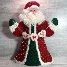 Vintage Handmade Santa Claus Needlepoint Christmas Decoration