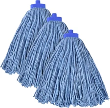 Matthew Cleaning Screw-On Heavy Duty Cotton Wet Mop  Heads(Blue, Medium,3Pack) f