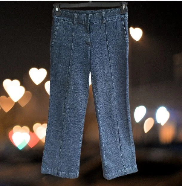 Pantalones de mezclilla informales de esquina para mujer de pierna recta azul lavado oscuro talla 6 Foto 3 de 4