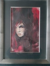 Lucinda Lyons - 0riginal mixed media portrait - signed and mounted