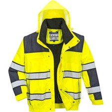 Image of Oxford Weave 300D Hi Vis Classic Bomber Jacket Yellow / Navy XL