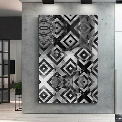 XXL LEINWAND BILD BIS 160x100x5 GEOMETRISCH ABSTRAKT SCHWARZ-WEISS MODERN LOFT