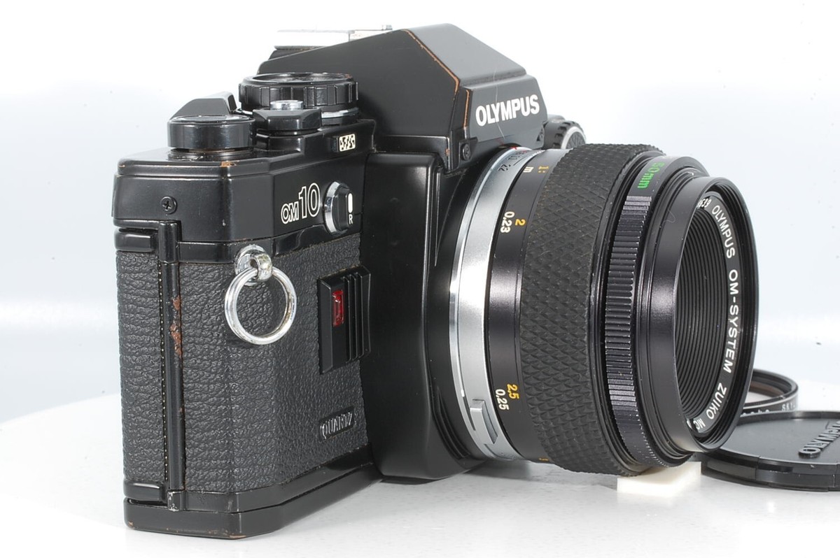 OLYMPUS OM10 Black Film Camera Auto-Macro Zuiko MC 50mm f/3.5 [Exc