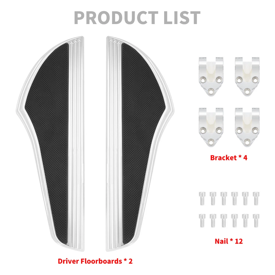 Tableros de piso delanteros traseros para motociclista pasajero aptos para Harley FLD Foto 3 de 4