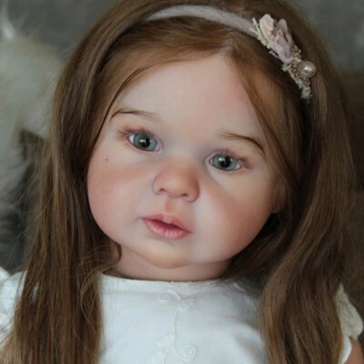 28'' Reborn Doll Alin Toddler Girl Artist Painted Long Hair with Cloth Body Gift