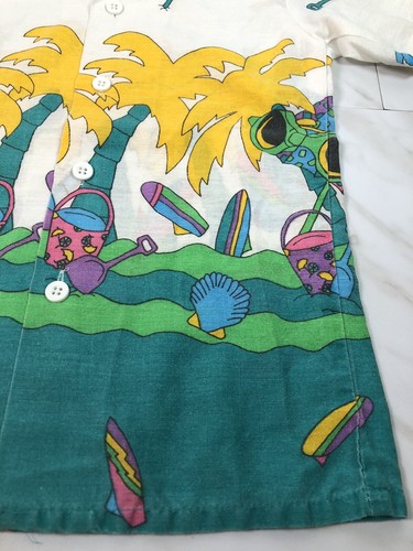 Vintage 1990’s Graphic Print Button Up Shirt Youth Boy Size 6 ~ SURF & SAND ~EXC - Picture 4 of 7