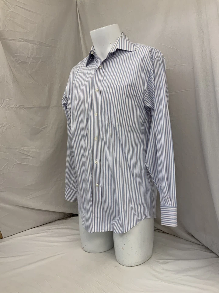 Talbots Dress Shirt 15 32/33 Blue Stripe 100% Cotton 2-ply YGI Y1-571 - Image 4 of 4