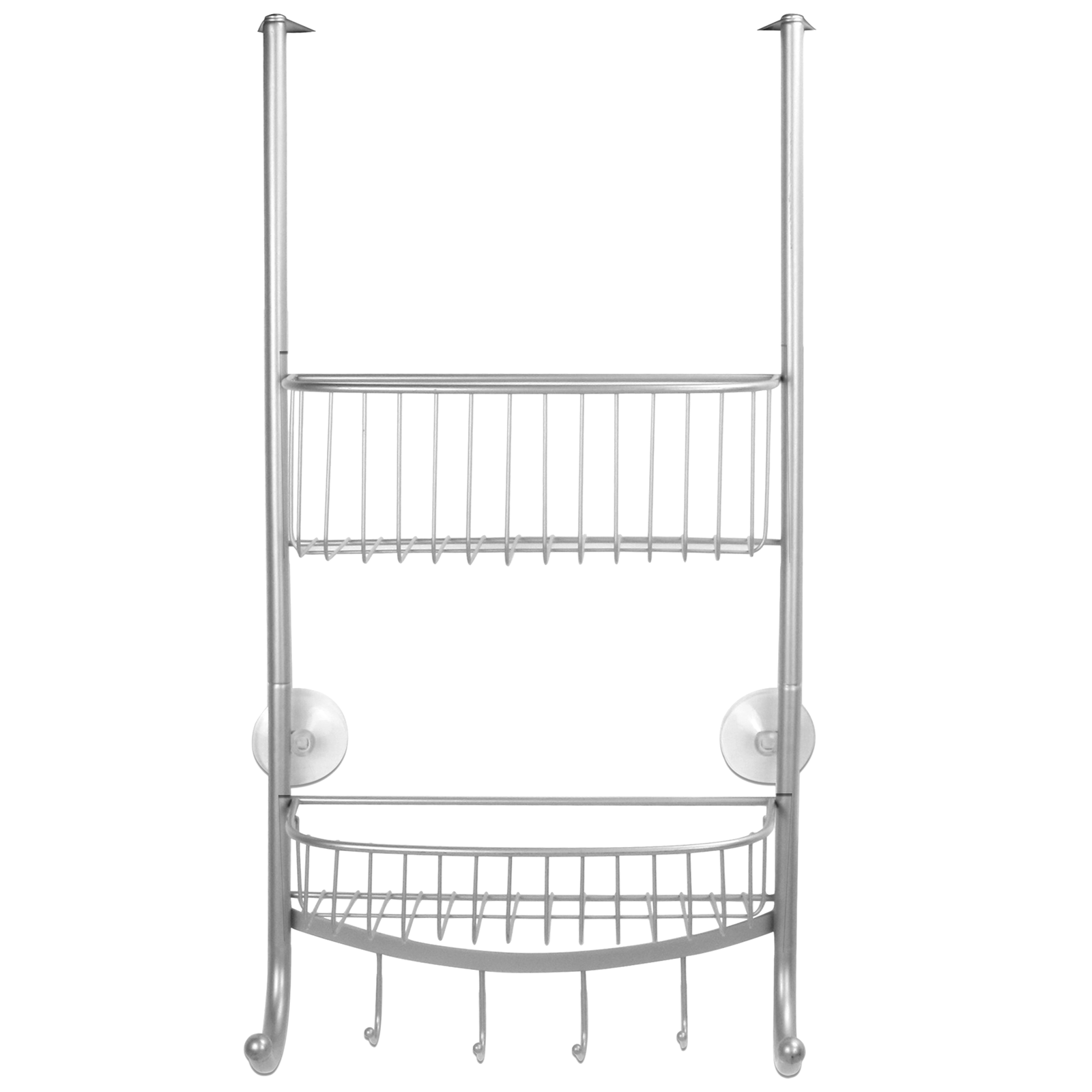 Shower Caddy 2 Tier Bathroom Storage Over Door Rack Suction Cup Fixing