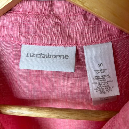 Liz Claiborne Tank Womens Size 10 Coral Double Zipper 100% Linen Top - Picture 2 of 16