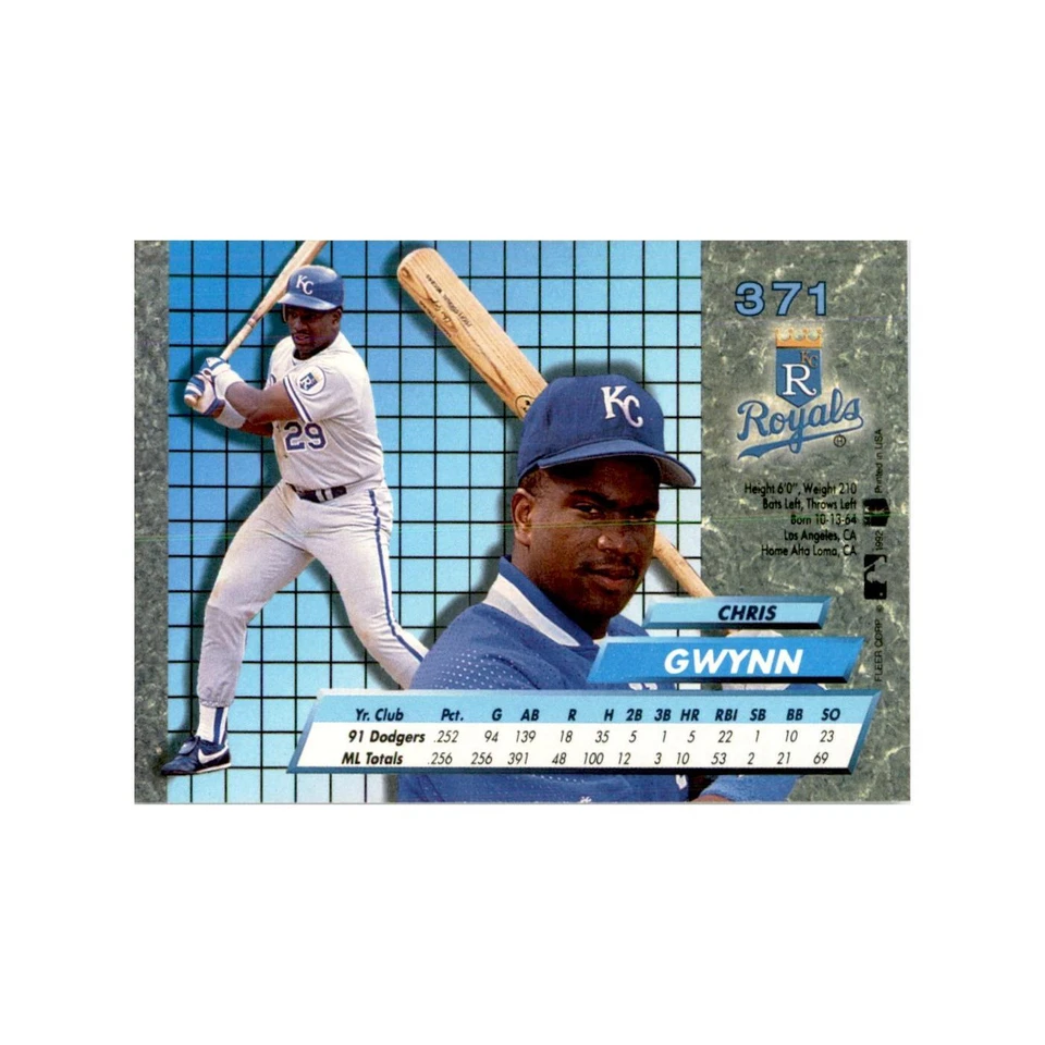 1992 Fleer Ultra Chris Gwynn Baseball Cards #371 - Image 2 of 3