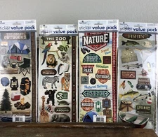 4 Packs Paper House Stickers NIP Scrapbooking Hunting Aquarium Lake Outdoors
