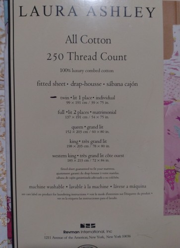 Laura Ashley Fun Fairies Pink Twin Fitted Sheet All Cotton 250 Thread Count - Picture 4 of 5