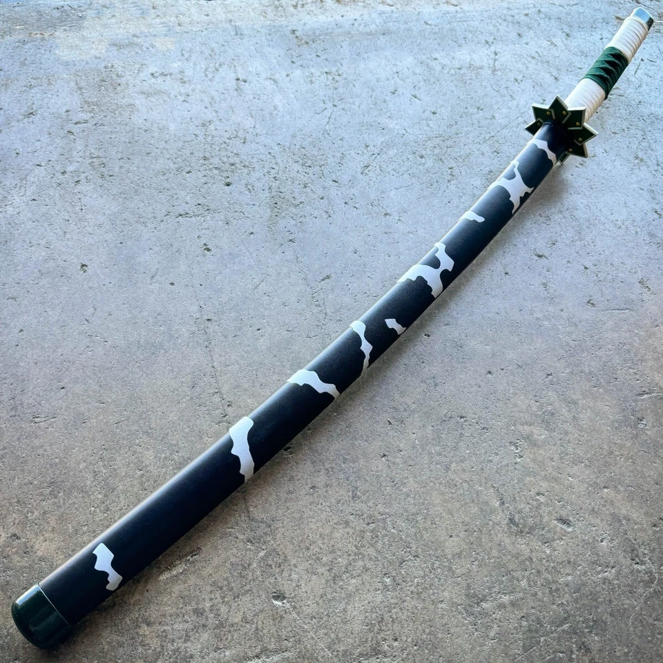 40" Demon Slayer Sanemi's Green Sword Serie Anime Real Samurai Tactical Katana Foto 4 de 4