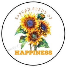 SPREAD SEEDS OF HAPPINESS SUNFLOWERS ENVELOPE SEALS LABELS STICKERS PARTY FAVORS