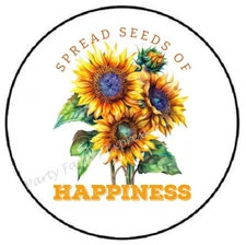 SPREAD SEEDS OF HAPPINESS SUNFLOWERS ENVELOPE SEALS LABELS STICKERS PARTY FAVORS
