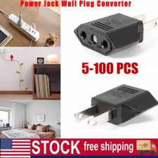 10-100 EU Euro Europe to US USA Power Jack Wall Plug Converter Travel Adapter