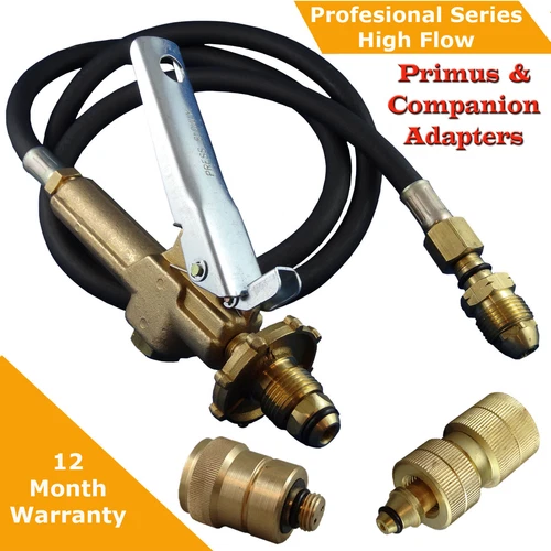 LPG Filler Gun & Hose BBQ , Decanting Kit with Primus and Companion Adapters