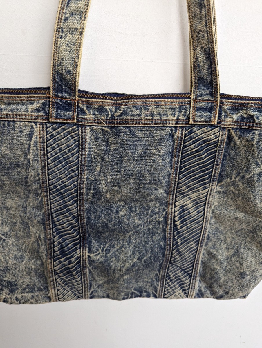 Vintage SHANE Denim Blue Jean Acid Washed Tote Shoulder Bag Vintage SHANE Denim Blue Jean Acid Washed Tote Shoulder Bag
