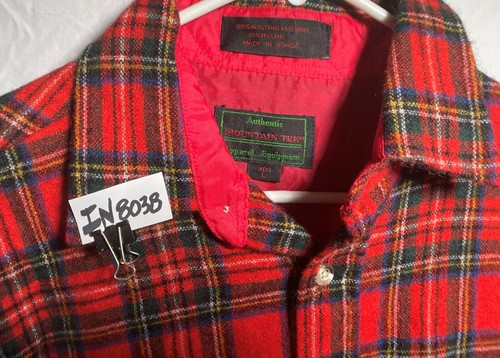 Authentic Mountain Tek Apparel Equipment Wool Shirt Red Plaid Men's Large IN8038 - Picture 3 of 8