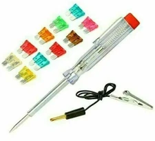 10 PC AUTO BIKE CAR MOTOR VAN PLUG IN FUSE WITH TESTER ELECTRICAL VOLTAGE