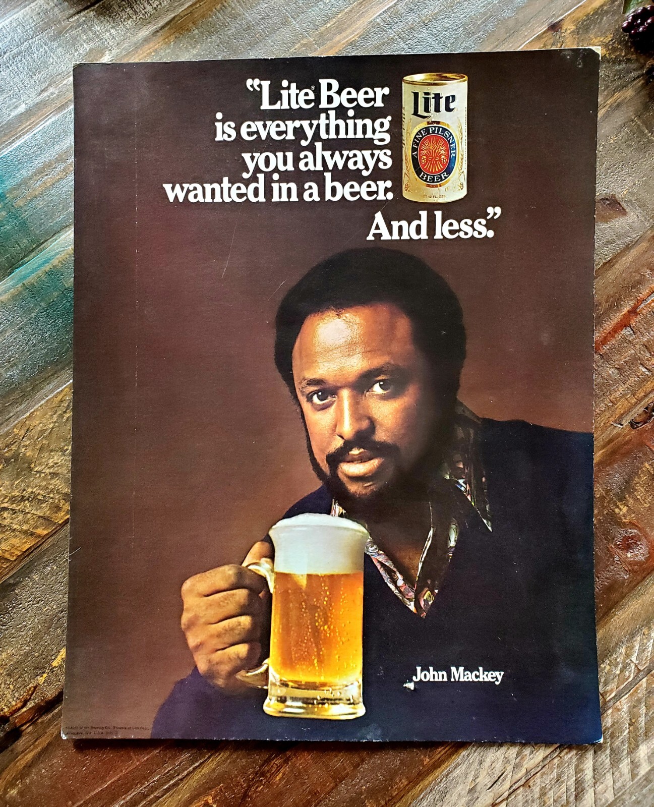 Miller Lite Beer Easel Back Sign John Mackey Grelly USA miller-lite-beer-easel-back-sign-john-mackey-grelly-usa