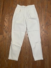 Vintage 90s Chic High Waist Pleated Cuffed Hem Pants Size 14 Tall Beige Khaki