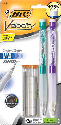 BIC Velocity Max Mechanical Pencil, Medium Point (0.7Mm), 2-Count, Black