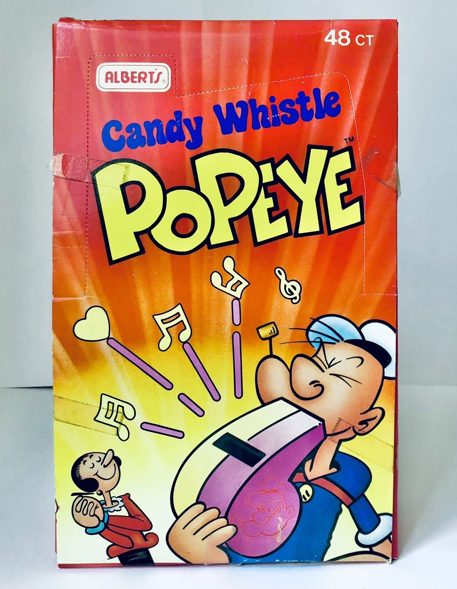 Vintage 1989 Novo Bonbon Popeye CANDY WHISTLES Full Display Vintage 1989 Novo Bonbon Popeye CANDY WHISTLES Full Display