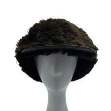 Surell Unisex Brown Rabbit Fur Wide Brim Winter Cap - One Size